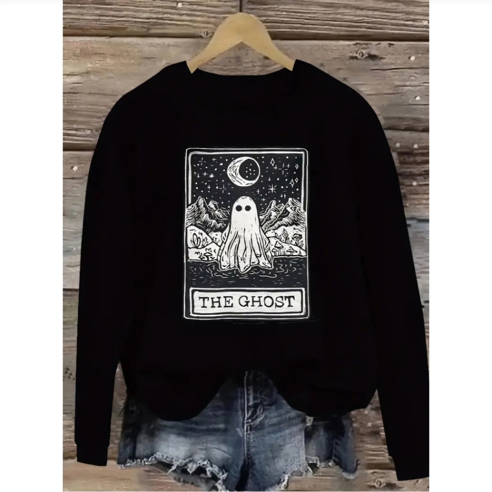 SHEIN Black Ghost Graphic Sweatshirt